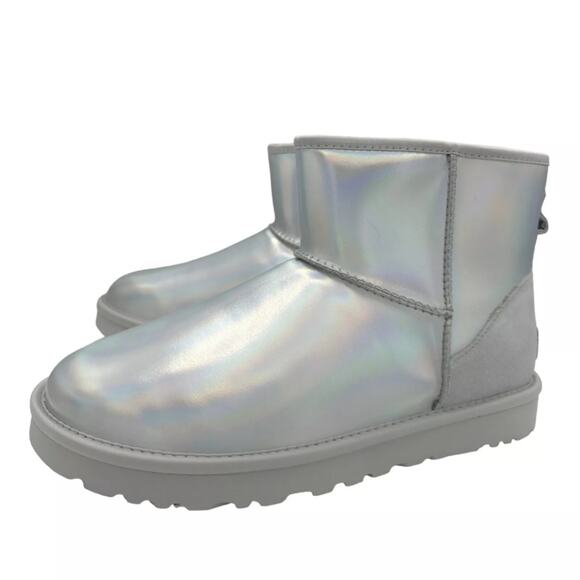 UGG CLASSIC MINI IRIDESCENT GLACIER GREY WOMEN'S BOOTS US SIZE 8 - Picture 2 of 7